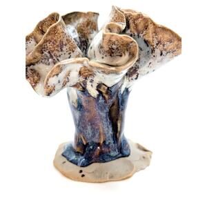 Unsigned Hand-Built Drapery Fold Studio Pottery Vase